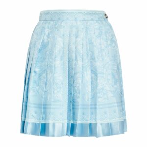 Barocco Print Pleated Silk Mini Skirt