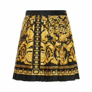 Barocco Printed Pleated Silk Mini Skirt