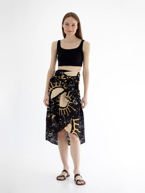 Beach Wrap Skirt, Skirt With Frill, Midi Pareo Sarong Cover Up Sunshine