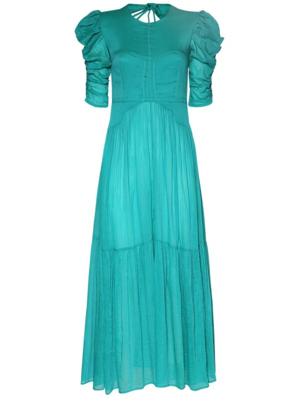 Bealisa Ruched Cotton Silk Maxi Dress