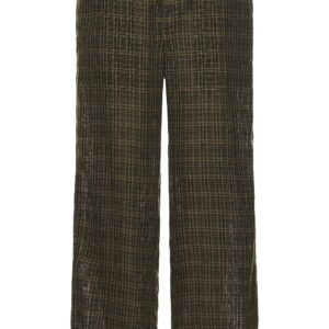 Beams Plus Mil Easy Pants Linen Mesh Plaid in Olive - Green. Size S (also in ).