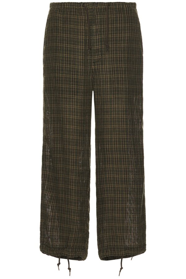 Beams Plus Mil Easy Pants Linen Mesh Plaid in Olive - Green. Size S (also in ).