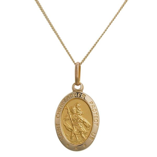 Beaverbrooks Women's 9ct Gold Saint Christopher Pendant and Necklace