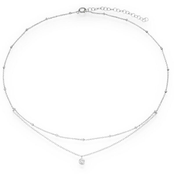 Beaverbrooks Women's Silver Cubic Zirconia Choker Necklace, Size 41cm