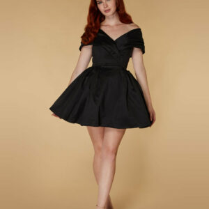 Belle Bardot Mini Dress with Voluminous Tulle Skirt, UK 6 / US 2 / EU 34 / Black