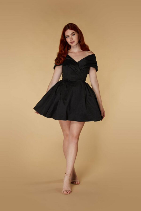 Belle Bardot Mini Dress with Voluminous Tulle Skirt, UK 6 / US 2 / EU 34 / Black