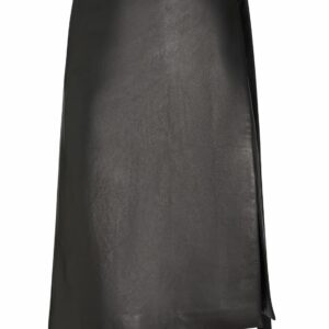 Belted Leather Midi Skirt