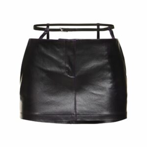 Belted Leather Mini Skirt