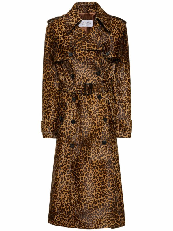 Belted Leo Print Ponyskin Trench Coat