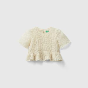 Benetton, Blouse In Macramé, size M, Gold, Kids