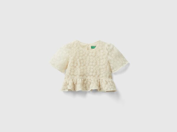 Benetton, Blouse In Macramé, size M, Gold, Kids