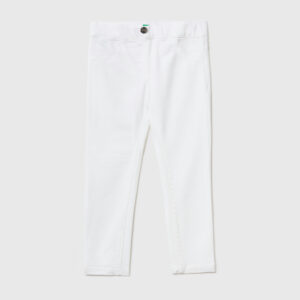 Benetton, Jeggings In Stretch Cotton Blend, size 3-4, White, Kids