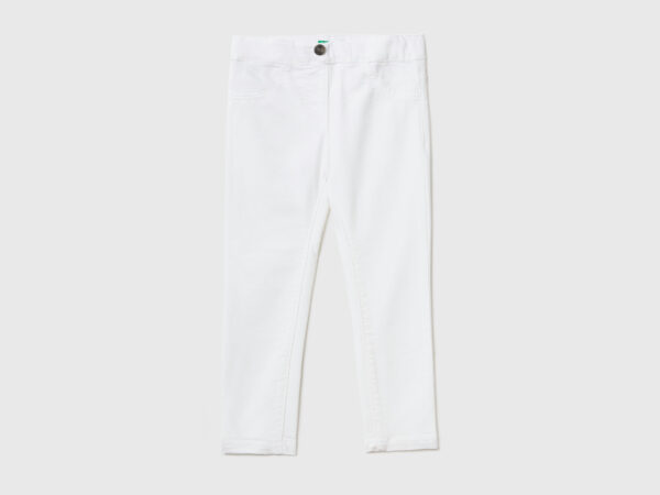 Benetton, Jeggings In Stretch Cotton Blend, size 3-4, White, Kids