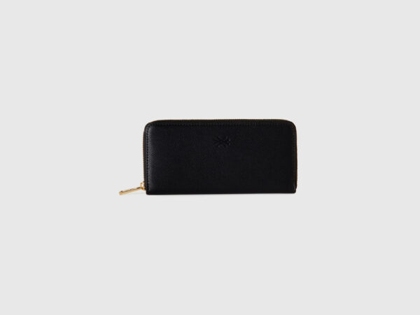 Benetton, Large Zip Wallet, size OS, Black, Women