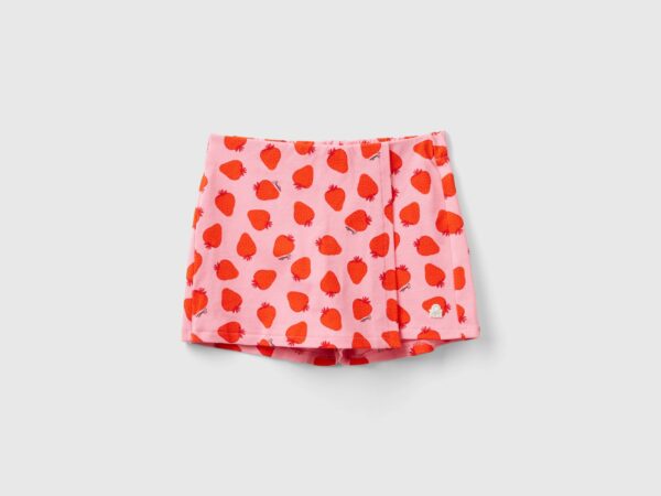 Benetton, Pink Culottes With Strawberry Pattern, size XL, Pink, Kids