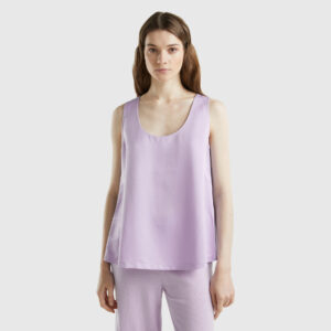 Benetton, Satin Look Sleeveless Blouse, size XXS, Lilac, Women