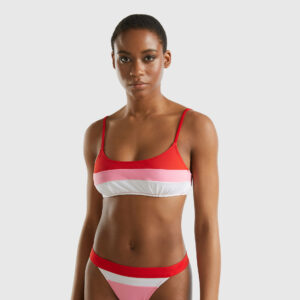 Benetton, Striped Bikini Top In Econyl®, size 32, , Women