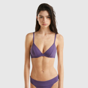 Benetton, Triangle Bikini Top In Econyl® With Underwire, size 38, Violet, Women