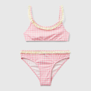 Benetton, Vichy Bikini Swimsuit, size L, Pink, Kids