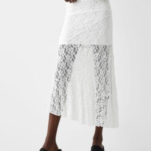 Bershka Blonde Lace Midi Skirt Women S White