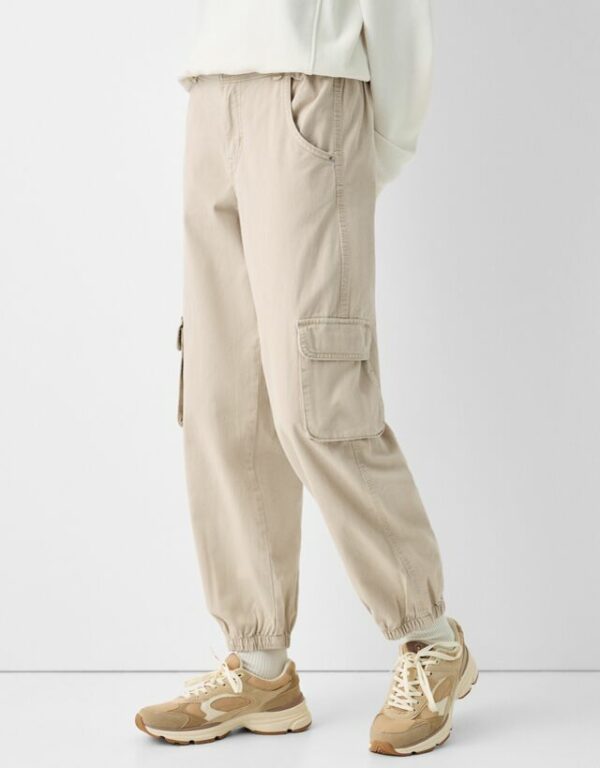 Bershka Cotton Joggers Women S Sand