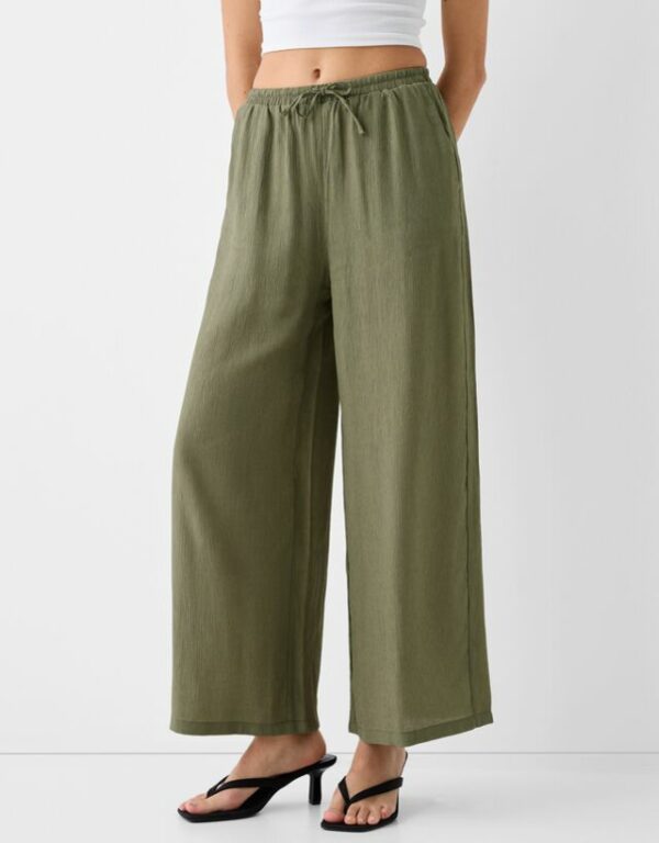 Bershka Crepe Culottes Women Xl Khaki