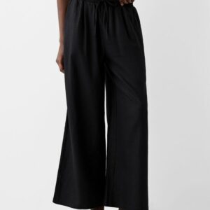 Bershka Culottes With Linen And An Elastic Waist Women S Black