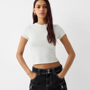 Bershka Denim Mini Cargo Skirt Women 06 Black