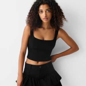 Bershka Frilled Mini Skirt Women S Black