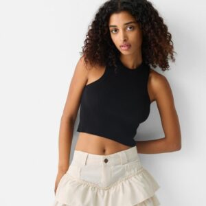 Bershka Frilled Mini Skirt Women Xs Cream