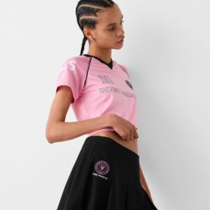 Bershka Inter Miami Cf Mini Skirt With Box Pleats Women Xl Black