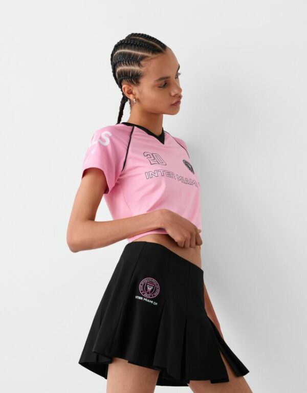 Bershka Inter Miami Cf Mini Skirt With Box Pleats Women Xl Black