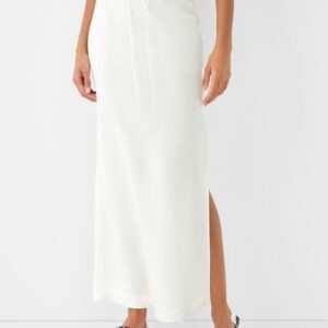 Bershka Midi Skirt With Linen Women M Off White