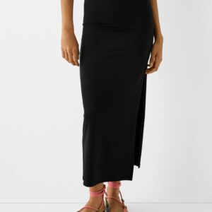 Bershka Midi Skirt With Tie Detail Women M Black