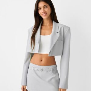 Bershka Mini Skirt With Buckled Belt Women Xs Grey