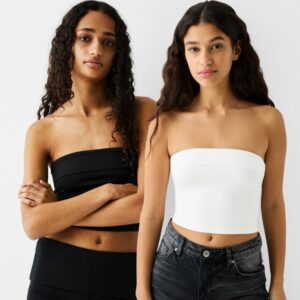 Bershka Pack Of 2 Turn-Up Bandeau Tops Women Xs Multicolored