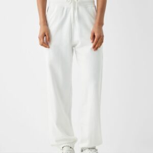 Bershka Plush Joggers Women 10-12 Off White