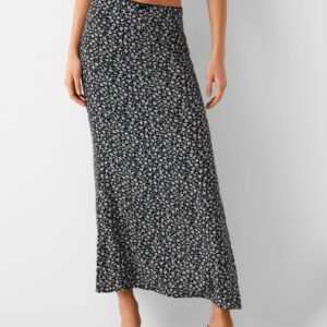 Bershka Printed Midi Skirt Women L Black