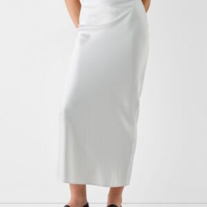 Bershka Satin Midi Skirt Women S Silver