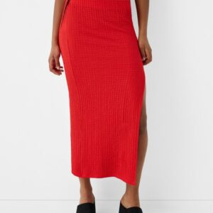 Bershka Textured Midi Skirt Women L Red