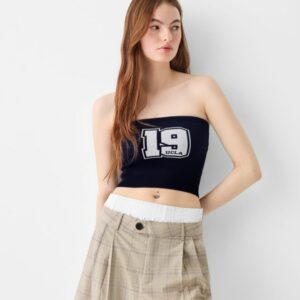 Bershka Ucla Print Knit Bandeau Top Women M Blue