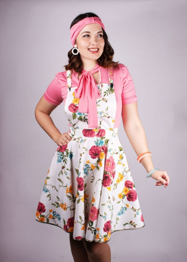 Bibianne_09 3-Way Pinafore Dress/Suspender Circle Skirt - Roses | S