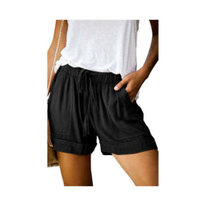 (Black, 3XL) Women's loose shorts casual pants running fitness pants