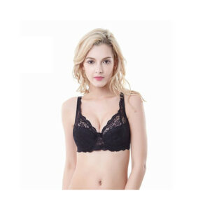 (Black, 80/36C) Women's lace firmly hold unlined underwire full cup bra