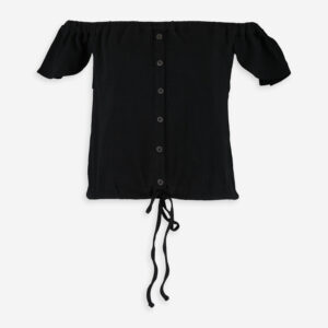 Black Bardot Buttoned Top