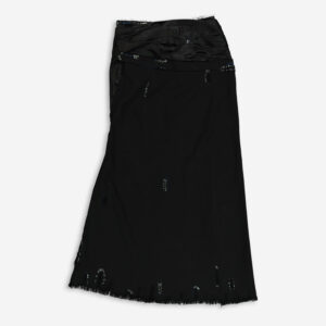 Black Beaded Asymmetric Midi Skirt