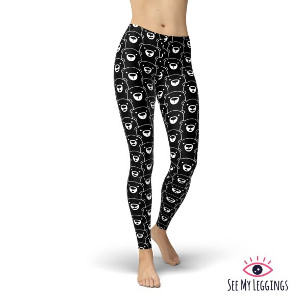 Black Bears Leggings, Printed Workout Leggings For Women, High Waist Capris, Plus Size Yoga Pants