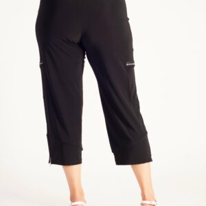 Black Cropped Pant with Zip Pocket Detail