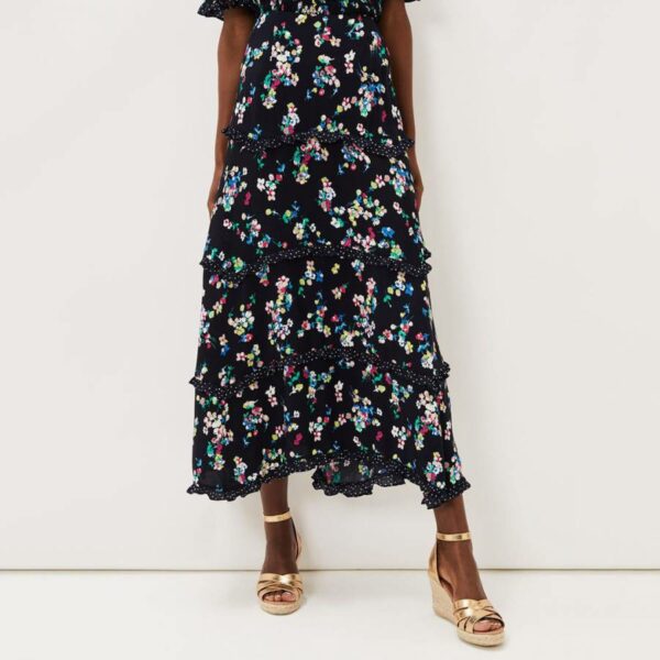 Black Hudson Tiered Floral Skirt