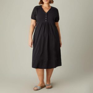 Black Jersey Broderie Shift Dress